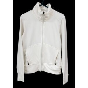 Patagonia White Swell Belle Organic Cotton Blend Thumbhole Zip Up Jacket S